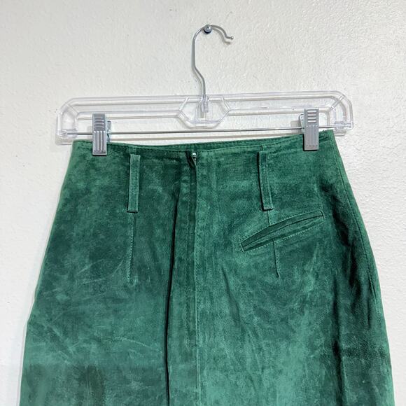Express Green Suede Leather Mini Skirt Sz 5/6 - Picture 7 of 11
